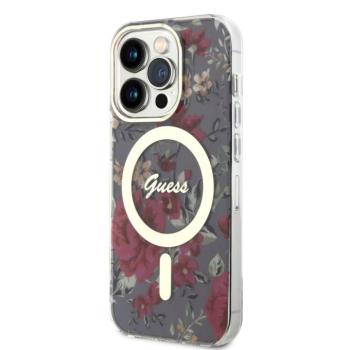 Guess IML Flowers MagSafe Apple iPhone 14 Pro hátlap tok, khaki kép