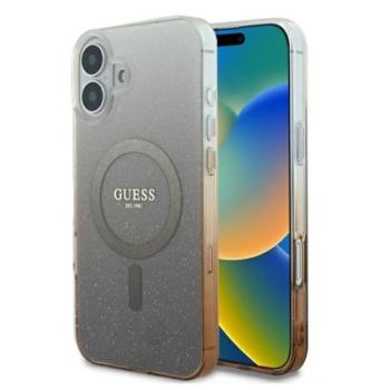 Guess IML Glitter Gradient iPhone 16 MagSafe kemény hátlap tok, barna GUHMP16SHGRCELW kép