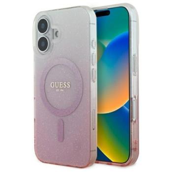Guess IML Glitter Gradient iPhone 16 MagSafe kemény hátlap tok, rózsaszín GUHMP16SHGRCELP kép