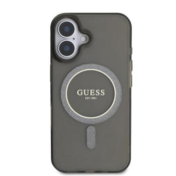 Guess IML Glitter Ring Apple iPhone 16 Magsafe kompatibilis hátlap tok, fekete kép