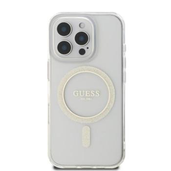 Guess IML Glitter Ring Apple iPhone 16 Pro Magsafe kompatibilis hátlap tok, átlátszó kép