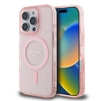 Guess IML Glitter Ring Apple iPhone 16 Pro Max Magsafe kompatibilis hátlap tok, rózsaszín kép