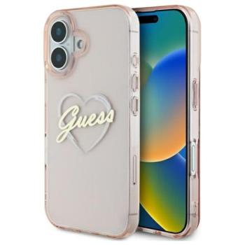 Guess IML Heart iPhone 16 kemény hátlap tok, rózsaszín GUHCP16SHCHGSPP kép