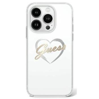 Guess IML Heart iPhone 16 Pro kemény hátlap tok, átlátszó GUHCP16LHCHGSPT kép
