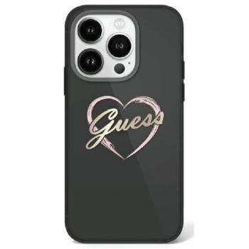 Guess IML Heart iPhone 16 Pro Max kemény hátlap tok, fekete GUHCP16XHCHGSPK kép