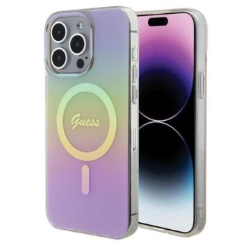 Guess IML Iridescent MagSafe Apple iPhone 15 Pro hátlap tok, rózsaszín kép