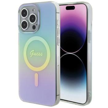 Guess IML Iridescent MagSafe Apple iPhone 15 Pro hátlap tok, türkiz kép