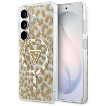 Guess IML Leopard Print Triangle Samsung Galaxy S26 Ultra mágneses tok, MagSafe, barna kép