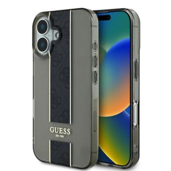 Guess IML Middle 4G Stripe iPhone 16 kemény hátlap tok, fekete kép