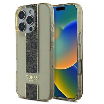 Guess IML Middle 4G Stripe iPhone 16 Pro Max kemény hátlap tok, barna kép