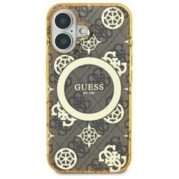 Guess IML Peony On 4G Background iPhone 16 Pro MagSafe kemény hátlap tok, barna GUHMP16LH4PYEEW kép