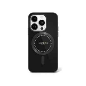 Guess IML Rhinestones MagSafe iPhone 16 Pro Max kemény hátlap tok, fekete GUHMP16XPFTDTEK kép