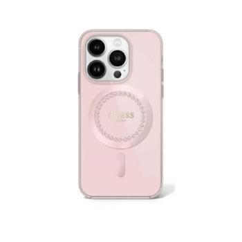 Guess IML Rhinestones MagSafe iPhone 16 Pro Max kemény hátlap tok, rózsaszín GUHMP16XPFTDTEP kép