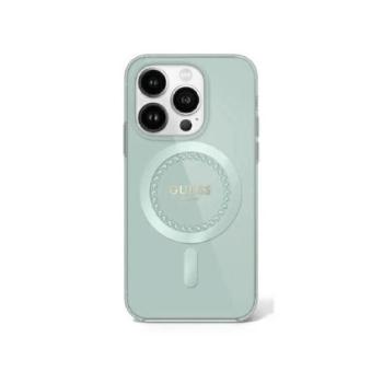 Guess IML Rhinestones MagSafe iPhone 16 Pro Max kemény hátlap tok, zöld GUHMP16XPFTDTEN kép