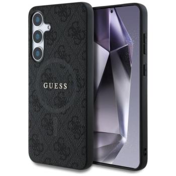 Guess Leather 4G Colored Ring Classic Logo MagSafe Samsung Galaxy S25+ kemény hátlap tok, fekete kép