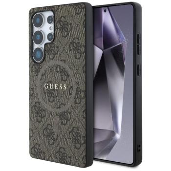 Guess Leather 4G Colored Ring Classic Logo MagSafe Samsung Galaxy S25 Ultra kemény hátlap tok, barna kép