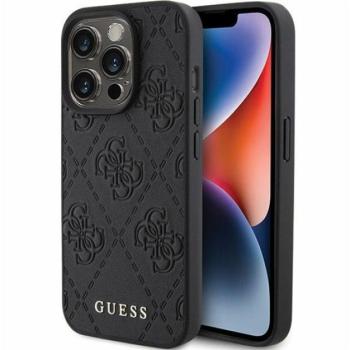 Guess Leather 4G Stamped Apple iPhone 15 Pro hátlap tok, fekete kép