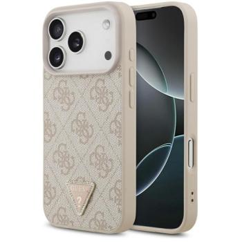 Guess Leather 4G Triangle Strass iPhone 17 Pro kemény hátlap tok, rózsaszín kép