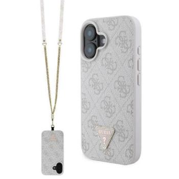 Guess Leather Metal Logo Strass Crossbody iPhone 16 kemény hátlap tok, rózsaszín GUHCP16SP4TDSCPP kép