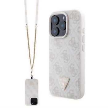 GUESS LEATHER METAL LOGO STRASS CROSSBODY szilikon telefonvédő (ütésállóság, bőr hatású hátlap + vállpánt) RÓZSASZÍN Apple iPhone 16 Pro kép