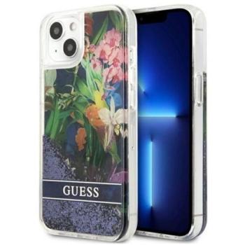 Guess Liquid Glitter Flower Apple iPhone 13 mini hátlap tok, kék kép