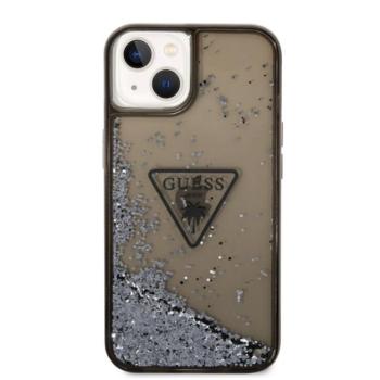 Guess Liquid Glitter Triangle Logo Apple iPhone 14 hátlap tok, fekete kép