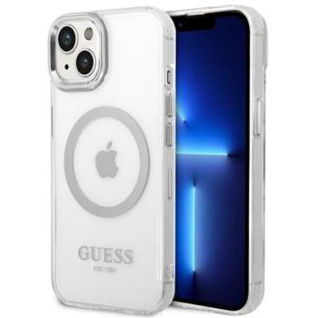 Guess Metal Outline Magsafe Apple iPhone 14 hátlap tok, ezüst kép