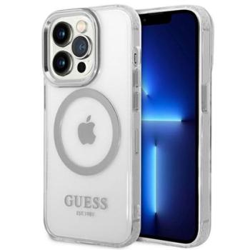 Guess Metal Outline Magsafe Apple iPhone 14 Pro hátlap tok, ezüst kép