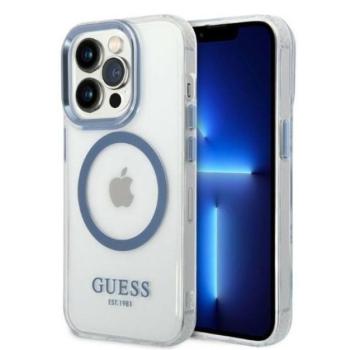 Guess Metal Outline Magsafe Apple iPhone 14 Pro hátlap tok, kék kép