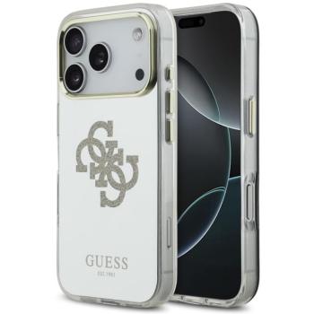 Guess PC/TPU Mirror 4G Glitter Logo Apple iPhone 17 Pro csillámos hátlap tok kameravédő peremmel, MagSafe, arany kép