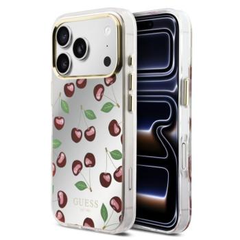 Guess PC/TPU Mirror Glitter Cherry Apple iPhone 17 Pro Max tok kameravédő peremmel, cseresznye minta kép