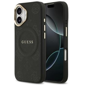 Guess Peony Hot Stamp Apple iPhone 17 MagSafe tok kameravédő peremmel, fekete-arany kép