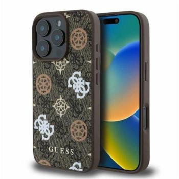 Guess Peony On 4G Background Apple iPhone 16 Pro Max MagSafe kompatibilis tok, barna GUHMP16XP4PWPW kép