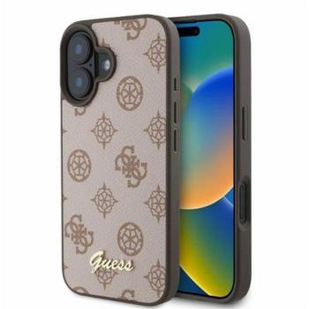 Guess Peony Script Apple iPhone 16 MagSafe kompatibilis hátlap tok, barna GUHMP16SPGPYSW kép