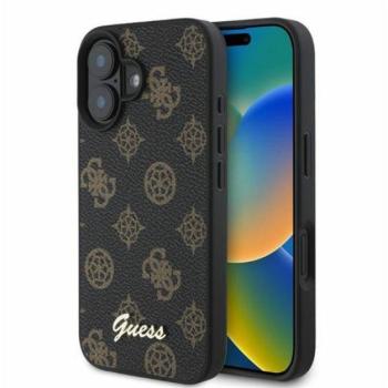 Guess Peony Script Apple iPhone 16 MagSafe kompatibilis hátlap tok, fekete/barna GUHMP16SPGPYSK kép