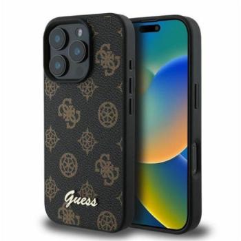Guess Peony Script Apple iPhone 16 Pro MagSafe kompatibilis hátlap tok, fekete/barna GUHMP16LPGPYSK kép