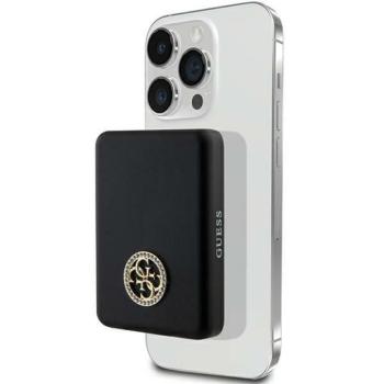 Guess Powerbank indukciós 5W GUPBM3AL4DMK 3000mAh fekete MagSafe 4G Strassed fém logó kép