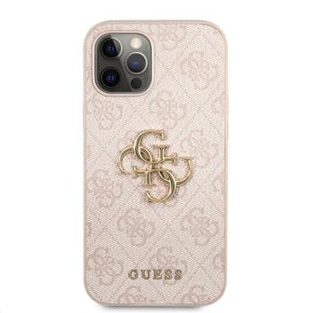 Guess PU 4G Metal Logo Apple iPhone 12/12 Pro hátlap tok, rózsaszín kép
