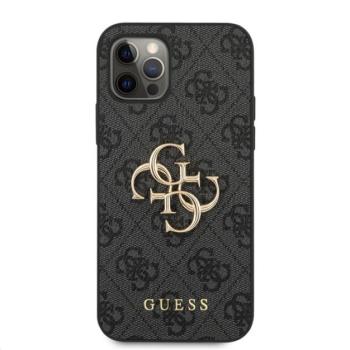 Guess PU 4G Metal Logo Apple iPhone 12/12 Pro hátlap tok, szürke kép