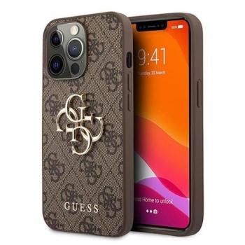 Guess PU 4G Metal Logo Apple iPhone 13 Pro hátlap tok, barna kép