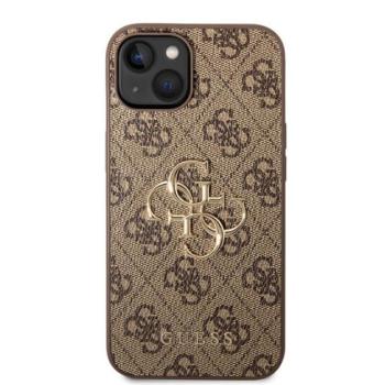 Guess PU 4G Metal Logo Apple iPhone 14 hátlap tok, barna kép