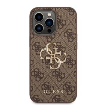 Guess PU 4G Metal Logo Apple iPhone 14 Pro hátlap tok, barna kép