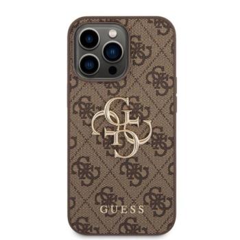 Guess PU 4G Metal Logo Apple iPhone 14 Pro Max hátlap tok, barna kép