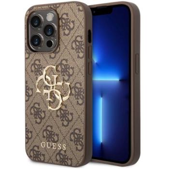 Guess PU 4G Metal Logo Apple iPhone 15 Pro hátlap tok, barna kép