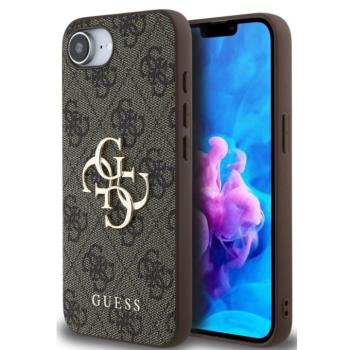 Guess PU 4G Metal Logo Apple iPhone 16e hátlap tok, barna kép
