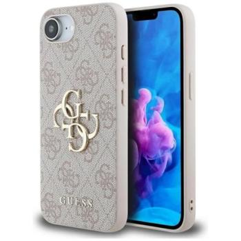 GUESS PU 4G METAL LOGO CASE műanyag telefonvédő (ütésállóság, bőr hatású hátlap) RÓZSASZÍN Apple iPhone 16e kép