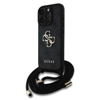 Guess PU 4G Metal Logo Crossbody Strap iPhone 15 Pro hátlap tok, fekete kép