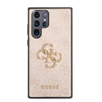 Guess PU 4G Metal Logo Samsung Galaxy S22 Ultra hátlap tok, rózsaszín kép