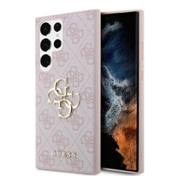Guess PU 4G Metal Logo Samsung Galaxy S24 Ultra hátlap tok, rózsaszín kép
