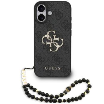 Guess PU 4G Metal Logo Strap Apple iPhone 17 hátlap tok karpánttal, fekete kép
